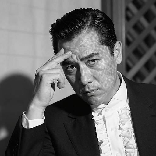 Black-and-White Portrait of Serious Man in Formal Suit