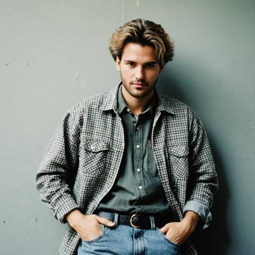 Young Man in Classic 90s Casual Outfit