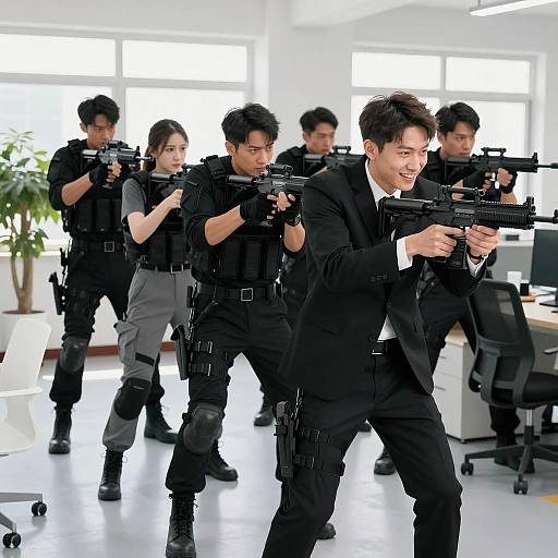 Intense Action Scene in an Office