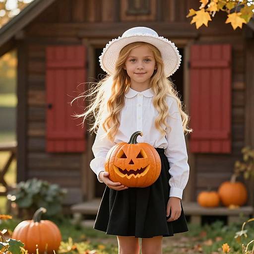 Autumn Girl by Rustic Cottage