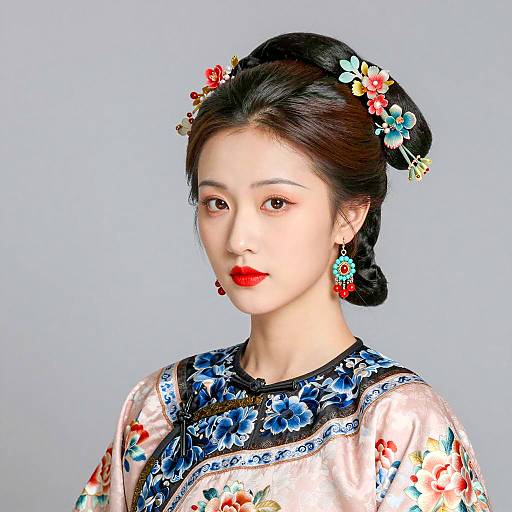 Elegant Asian Woman in Traditional Attire