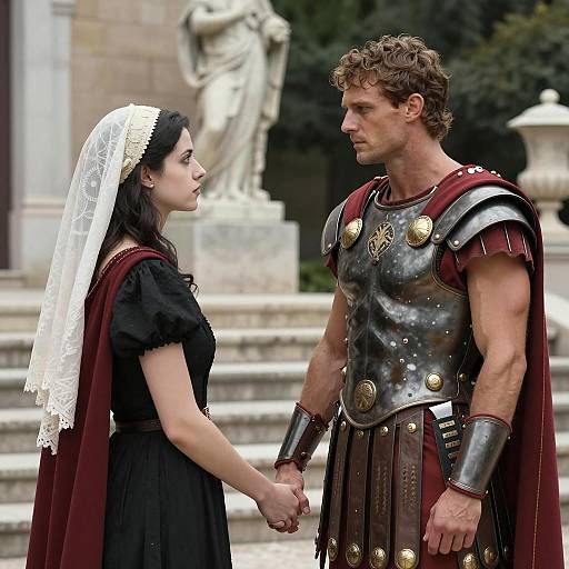 Historical Couple Under a Serene Sky