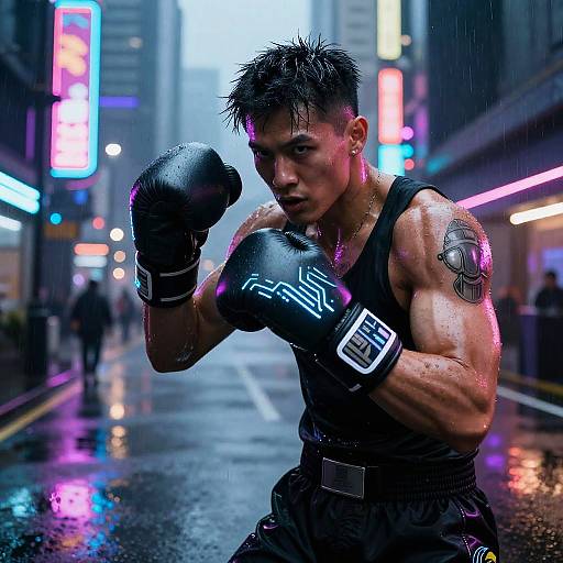 Cyberpunk Boxer in Neon Arena