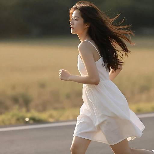 Dynamic Run Along Sunlit Road