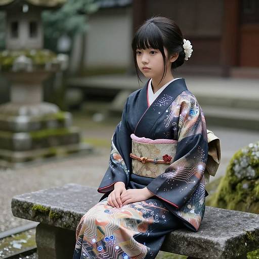Japanese AI Girl in Serene Temple