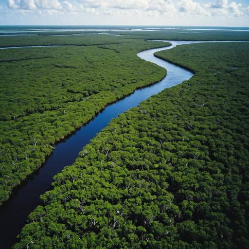 Bird's Eye View of Mangrove Swamps in Florida Everglades