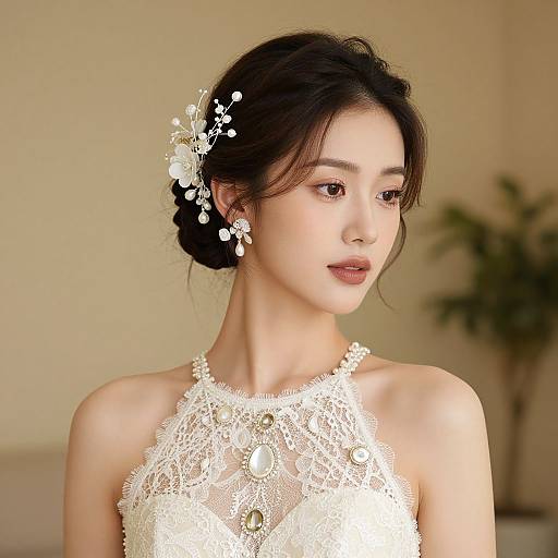 Elegant Bridal Portrait with Floral Accessories