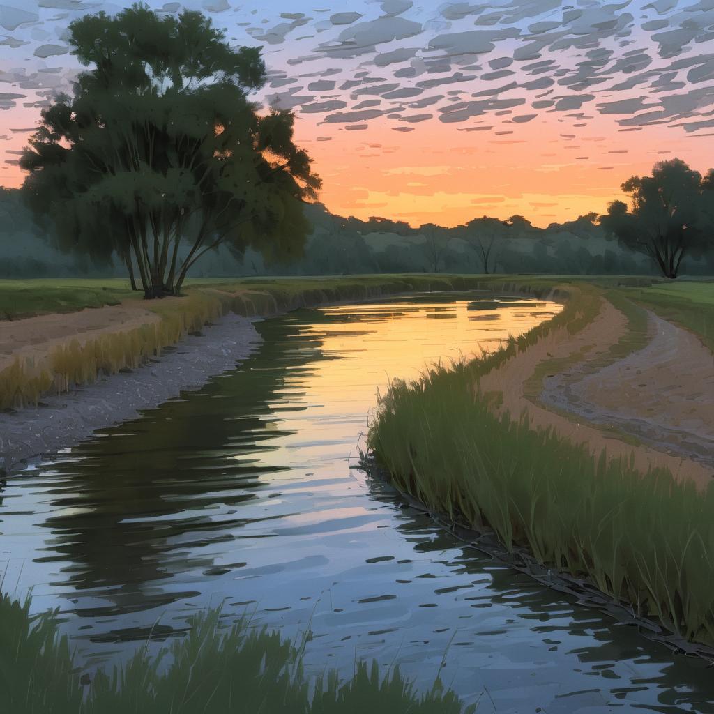 Serene Dusk at a Willow Riverbank