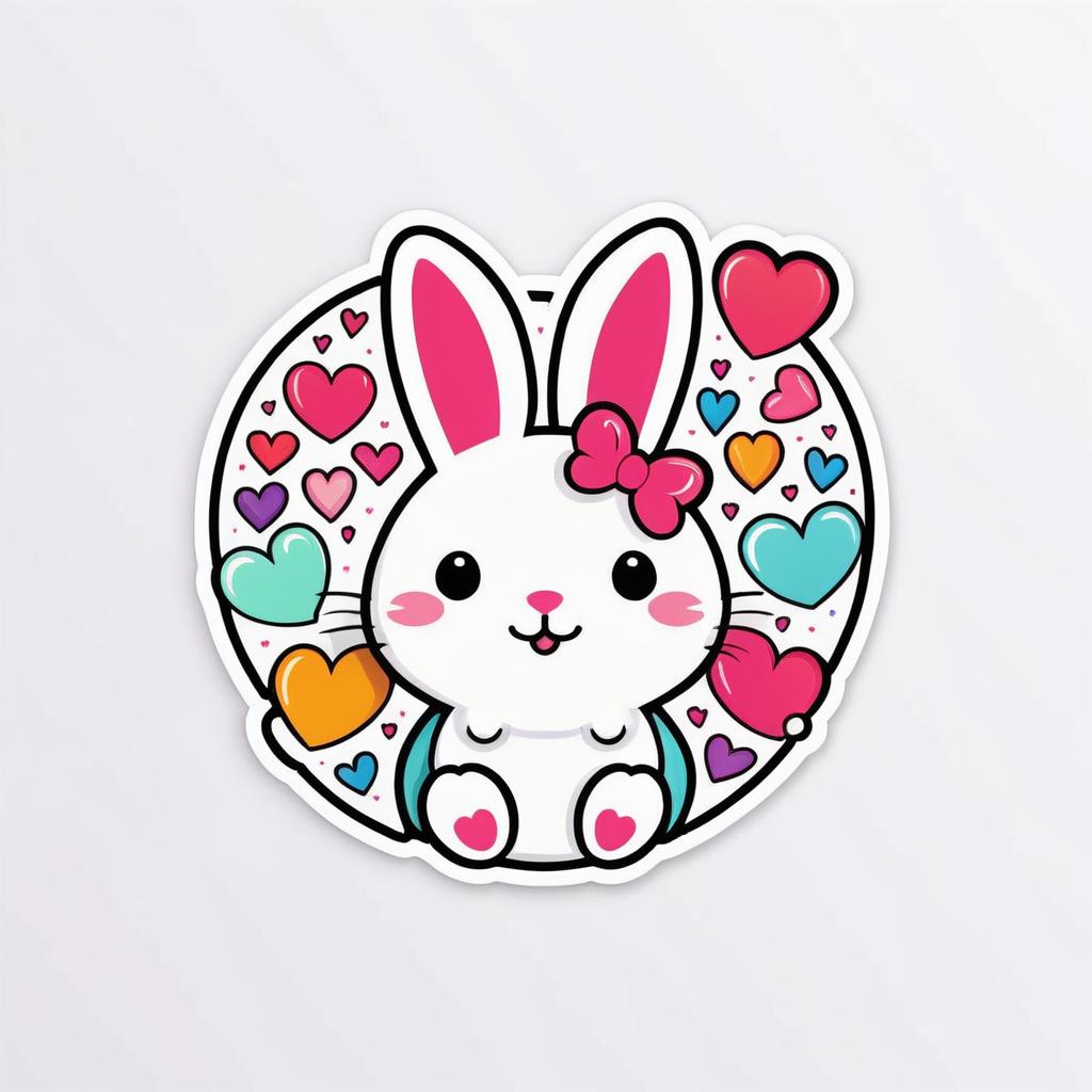 Charming 'I Love Rabbits' Sticker Design