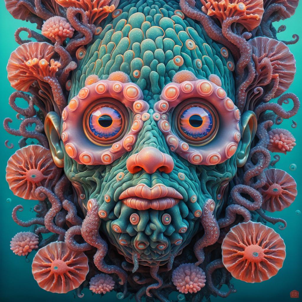 Psychedelic Anatomical Face and Coral