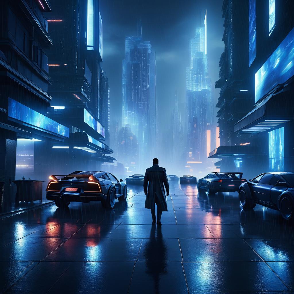 Cinematic Max DeCosta in Futuristic Cityscape