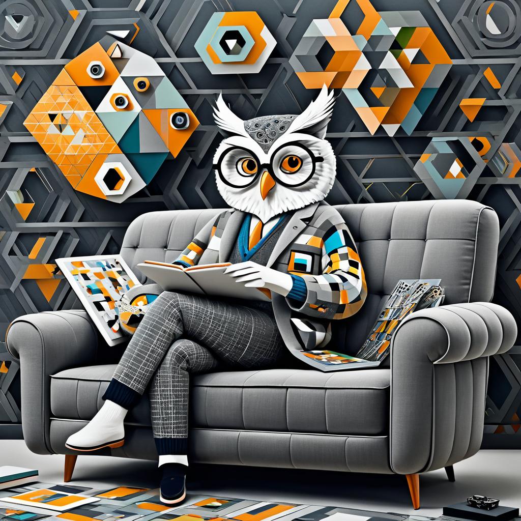 Anthropomorphic Owl in Modern Art Vibe