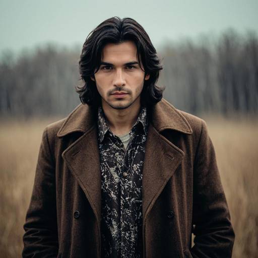 Serious Young Man in Brown Coat Outdoors