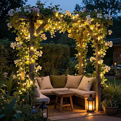 Twilight Garden with Glowing Fairy Lights
