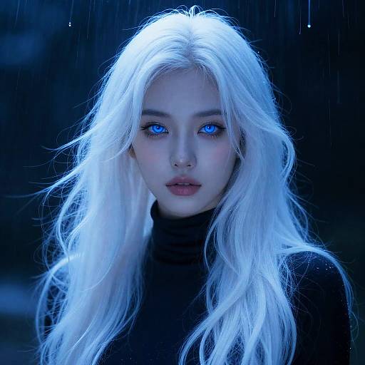 Ethereal Woman with Glowing Hair