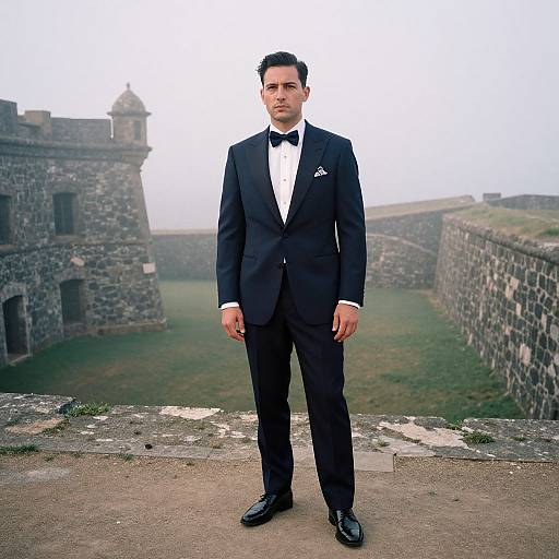 Man in Midnight Blue Tuxedo at Cove