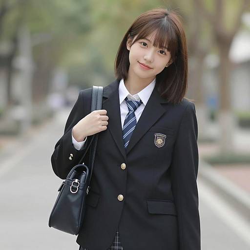 Japanese Schoolgirl in Stylish Uniform