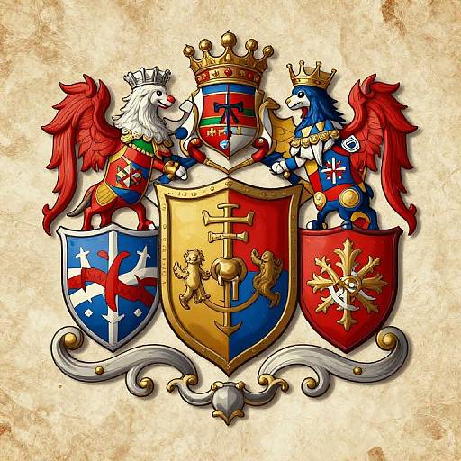 Intricate Medieval Family Crest Art