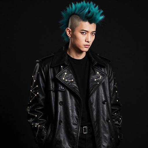 Electric Teal Mohawk, Constellation Trench Portrait