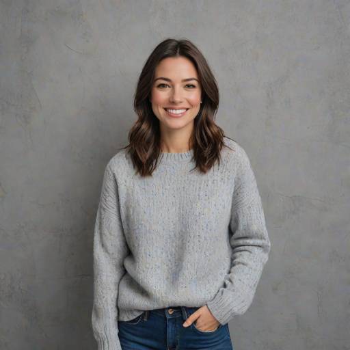 Smiling Woman in Grey Sweater