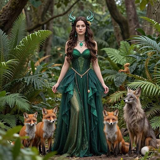 Mystical Forest Guardian with Woodland Creatures