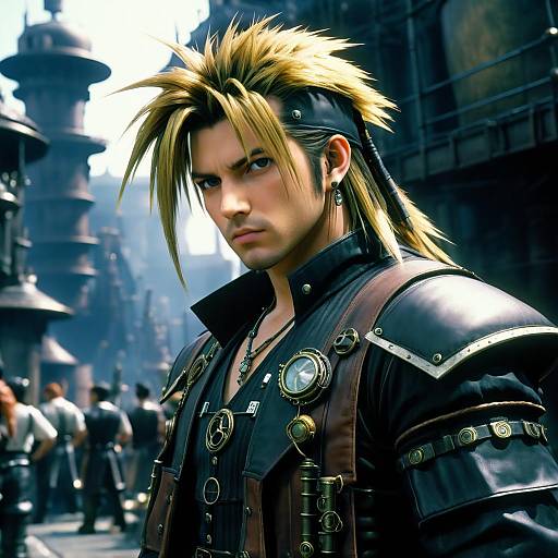 Final Fantasy VII Character in Steampunk City