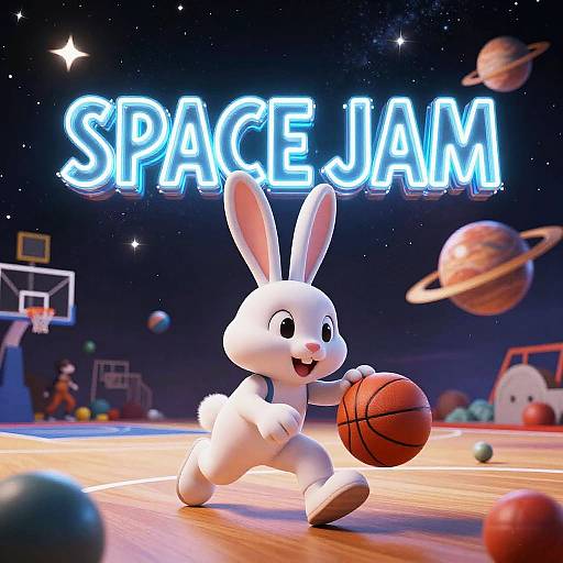 Glowing Space Jam Bunny Basketball