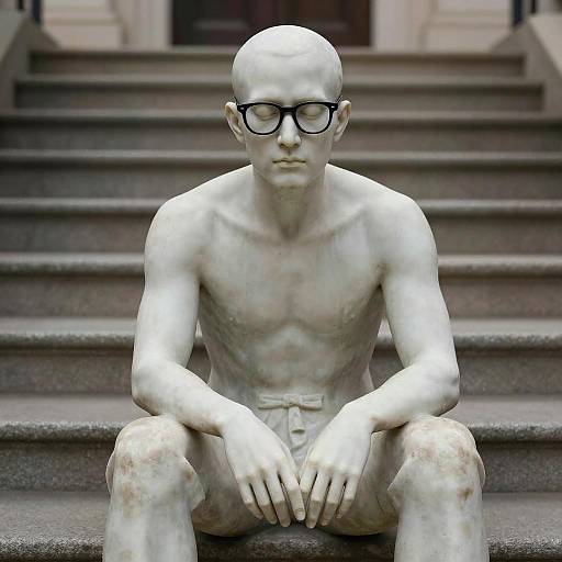 Realistic Portrait of a Bald Boy Sitting