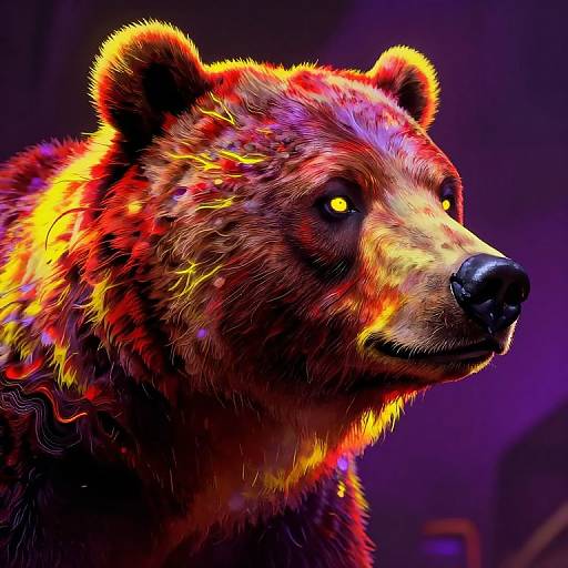 Vibrant Digital Grizzly Bear Illustration