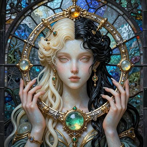 Intricate Jade and Metallic Nymph Amulet