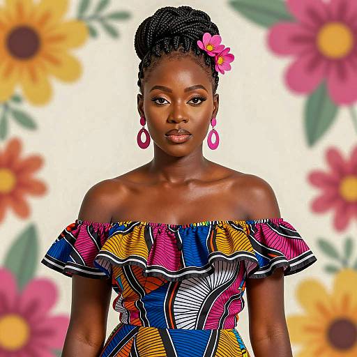 Elegant African Woman in Floral Setting