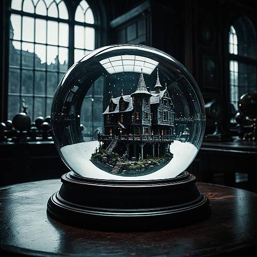 Miniature Victorian House in Glass Snow Globe