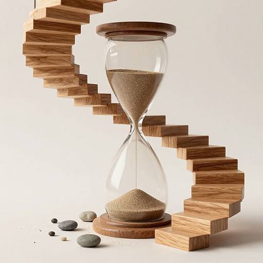 Spiraling Wooden Steps Around Hourglass