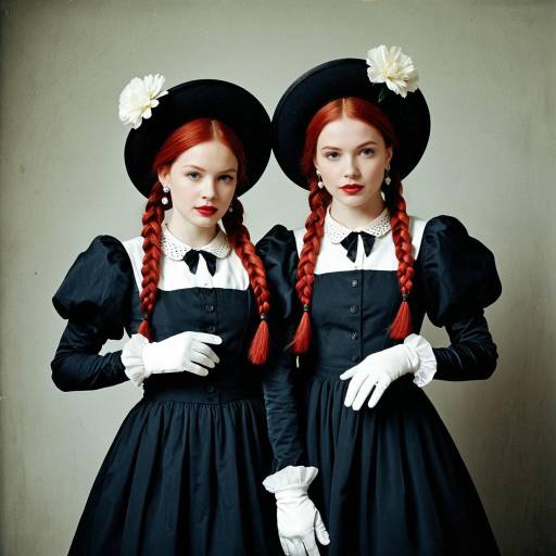 Twin Sisters in Elegant Floral Fashion
