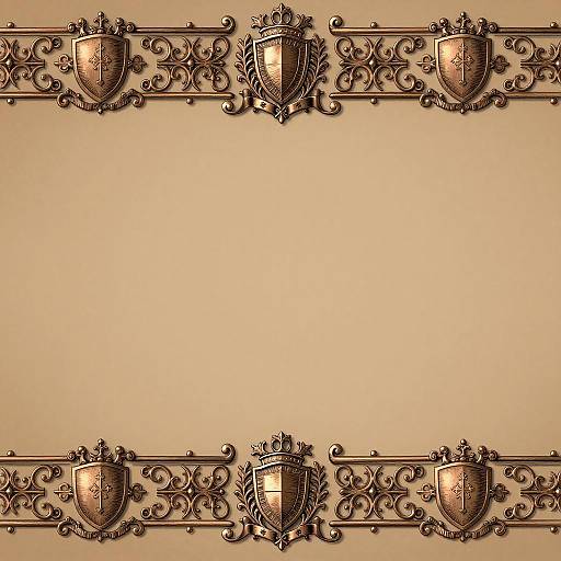 Intricate Heraldic Scrollwork Border Design