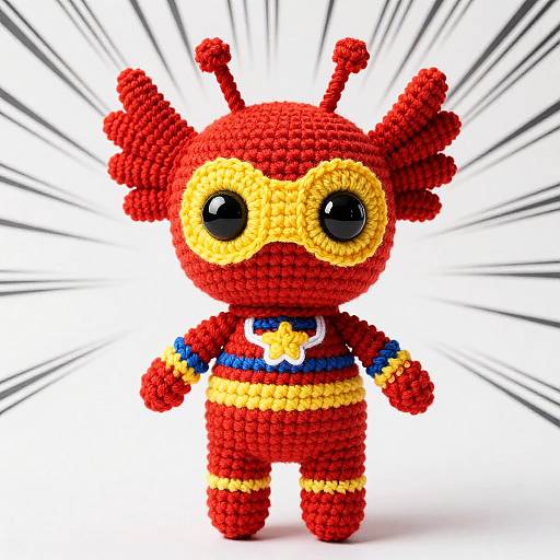 Vibrant Crochet Superhero Figurine