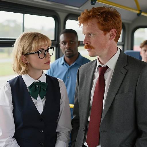 Captivating Bus Interior Scene with Characters