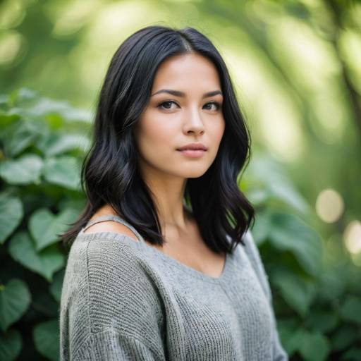 Young woman portrait in gray sweater