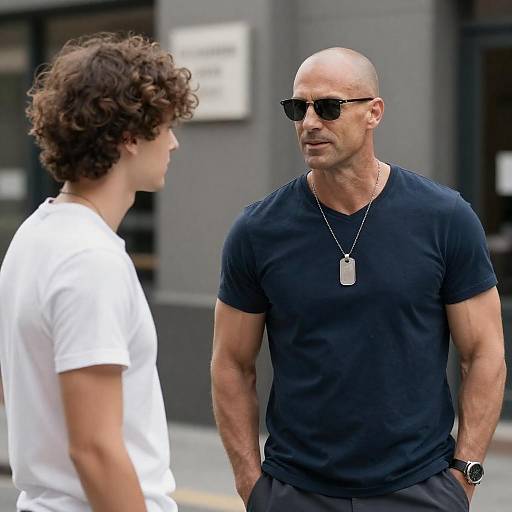 Urban Street Conversation Between Two Men
