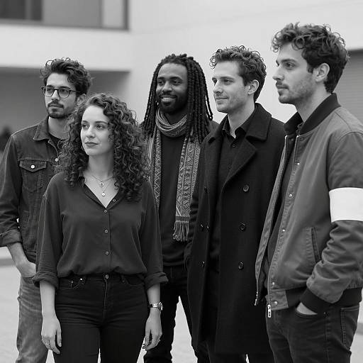 Casual Group Portrait in Black and White