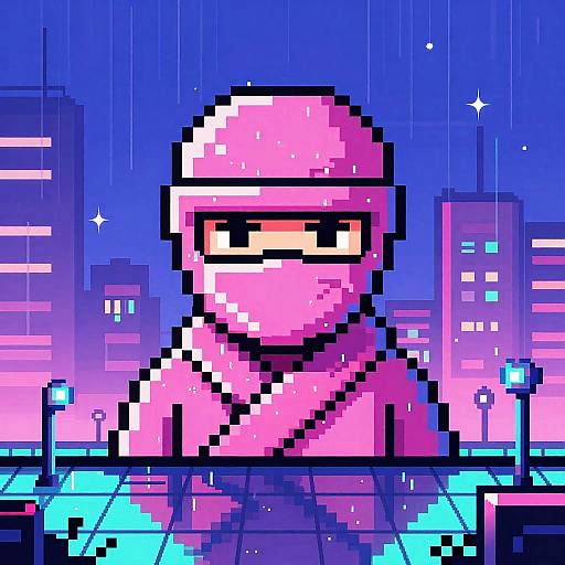 Pixel Art Cyberpunk Ninja Portrait