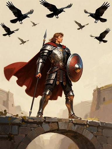 Valkyrie Warrior on Stone Bridge