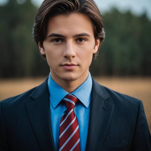 Young Man in Suit with Red Necktie
