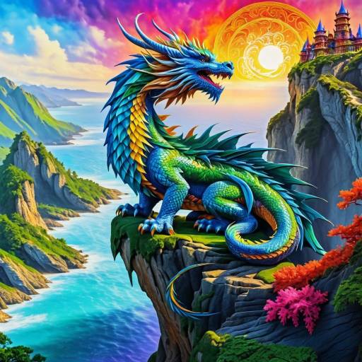 Majestic Fantasy Dragon on Cliff