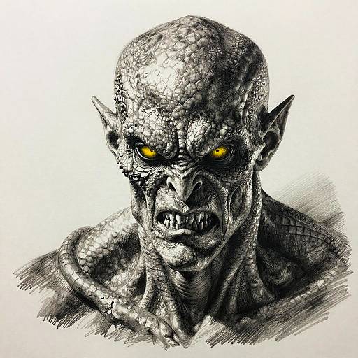 Realistic Monstrous Reptilian Face