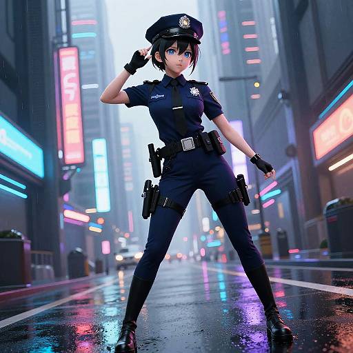 Cyberpunk Anime Police Girl