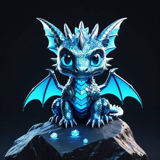 Kawaii Baby Dragon on Neon Crystal