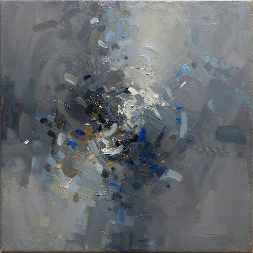 Abstract Swirling Gray and Blue Painting