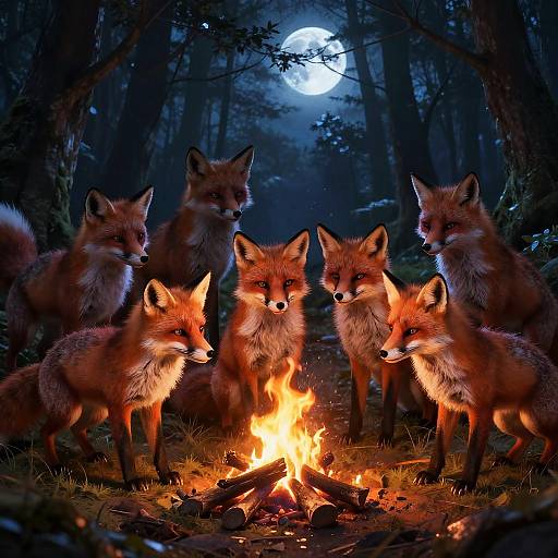 Enchanted Werefox Pack in Moonlit Forest