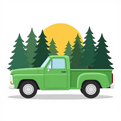 Classic Green Pickup Truck Vector